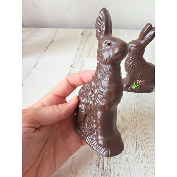 Vintage ceramic chocolate Faux bunny rabbit statue figurine Easter decor - Picture 5 of 9